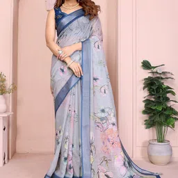 PAMPER YOURSELF Floral Printed Zari Saree-image-61