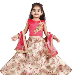 BAESD Girls Embroidered Mirror Work Tie and Dye Ready to Wear Lehenga & Blouse With Dupatta-image-88