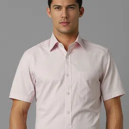 Louis Philippe Men Classic Fit Textured Spread Collar Pure Cotton Formal Shirt-image-48