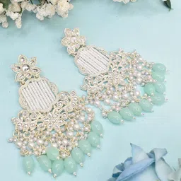 MEIRA JEWELLERY Artificial Stones Studded & Beaded Drop Earrings-picture-28