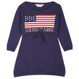 U.S. Polo Assn. Kids Girls Logo Printed Tie-Ups Fit and Flare Cotton Dress-picture-11