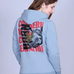 The Roadster Lifestyle Co. Women Hooded Graphic Printed Ribbed Pullover Sweatshirt-image-74