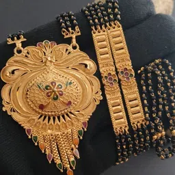 OM KRISHIV COLLECTION Gold-Plated Artificial Beaded Mangalsutra image 2