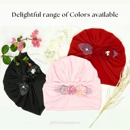 THE LITTLE LOOKERS Kids Soft Hosiery Turban Bow Knot Cap image 3