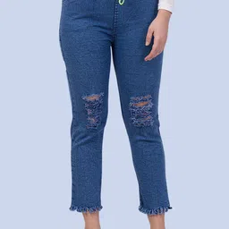 COUTUME COLLECTIONS Women Straight Fit Mid-Rise Mildly Distressed Stretchable Jeans-image-52