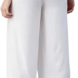 fariza Women Loose Fit White Cotton Blend Trousers image 2