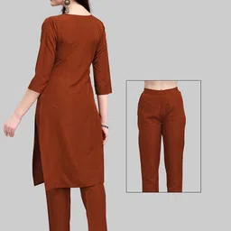 Kinjo Round Neck Three-Quarter Sleeves Kurta with Trousers image 2