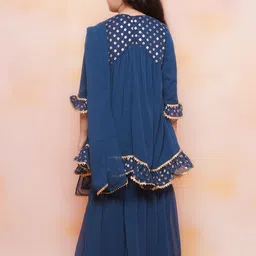 Aj DEZInES Girls Ethnic Motifs Yoke Design Empire Georgette Kurta with Sharara & Dupatta image 3