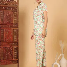 Tissu Women Floral Printed Lapel Collar Night suit image 2
