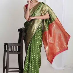 THREAD BOX Woven Design Zari Silk Blend Banarasi Saree-picture-37