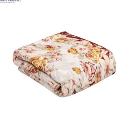 Monte Carlo Brown & Beige Floral Printed Heavy Winter Single Bed Blanket 852 GSM image 2