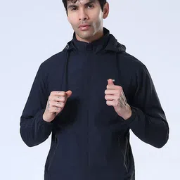 Spirit Men Hooded Solid Lightweight Open Front Jacket-image-26