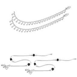 Lila Set of 2 Silver-Plated Beaded Anklets image 3