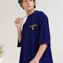 AUSK Graphic Printed Round Neck Drop Shoulder Sleeves Oversized Pure Cotton T-shirt image 3