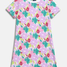 Allen Solly Junior Girls Floral Printed Short Sleeve A-Line Dress-picture-25
