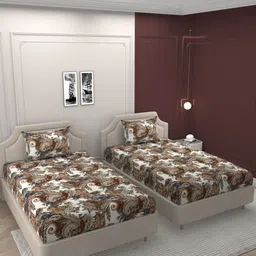 BELVOSTUM Multicoloured 160 TC 2 Single Bedsheet with 2 Pillow Covers-picture-11