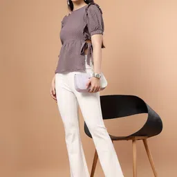 Style Quotient Self Design Puff Sleeve Ruffles Top image 3