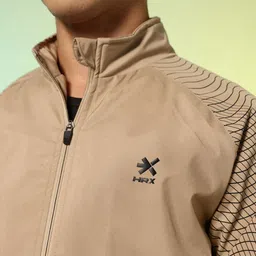 HRX by Hrithik Roshan Geometric Printed Mock Collar Training Sporty Jacket image 5