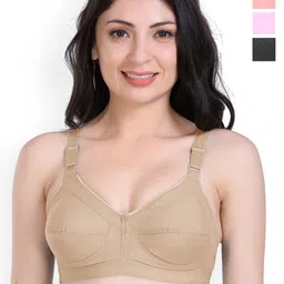 SHYAM SONS FLAIR Women Pack Of 3 Full Coverage Seamed Wireless Non Padded Minimizer Bra-picture-26