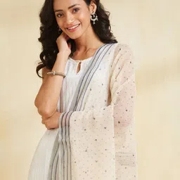 Fabindia Geometric Printed Cotton Silk Dupatta image 3