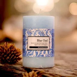 ROSEMOORe Blue Oud Scented Pillar Candle-picture-36