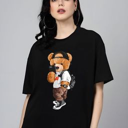 Moda Rapido Women Graphic Printed Round Neck Cotton Oversized T-shirt-picture-3