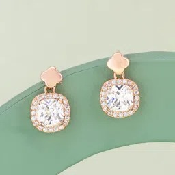 Kushal's Fashion Jewellery Rose Gold-Plated Classic Zircon Drop Earrings image 1