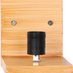 SOMIL Black & Red Textured Rectangle Shaped Wooden Wall Lamp image 2