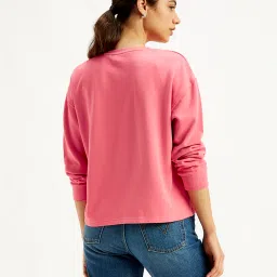 levi's Women's Brand Logo Pink Crew Neck Sweatshirt image 2