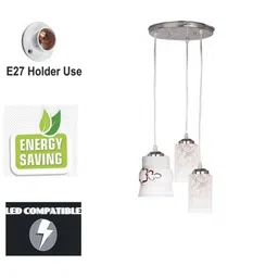 SOMIL White & Brown Printed Glass Ceiling Lamp image 3