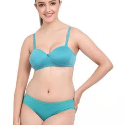 samvar Women Black,Pink,Dark Blue Cotton Bra Panty Set for Lingerie Set Undergarments Pack of 3 image 2