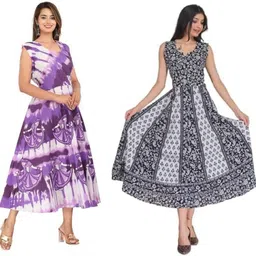 houseofcommon Women Fit and Flare Multicolor Ankle Length Dress-picture-31