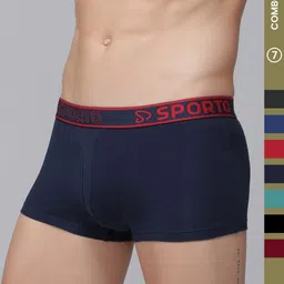 MACHO Sporto Men's Pack Of 7 Cotton Trunks with Outer Elastic-image-41