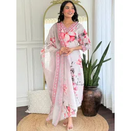 Brand Hill Women Floral Printed Regular Kurta with Trousers & With Dupatta image 2