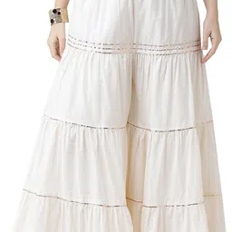 houseofcommon Women Relaxed Cream Cotton Blend Trousers-picture-24