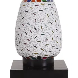 Devansh White & Red Mosaic Design Glass Shade Table Lamp image 4
