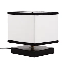 Devansh White & Black Solid Contemporary Square Table Lamp image 3