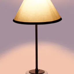 Devansh Beige Textured Cotton Table Lamp With Wooden Base image 3