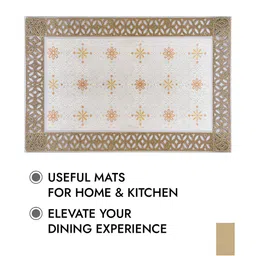 Kuber Industries Cream Coloured 6 Pcs Floral Printed Rectangular Table Placemats image 3