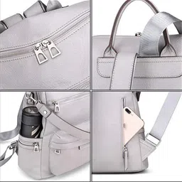 truearch Women Textured Backpack with Zip Closure image 4