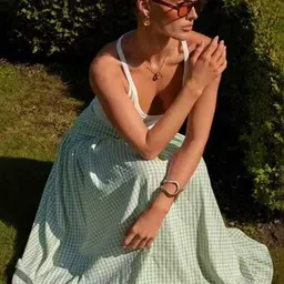 LULU & SKY Checked Flared A-Line Maxi Skirt image 3