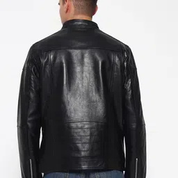 MaheTri Men Stand Collar Solid Lightweight Biker Jacket image 3