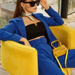 LAVISH APPARELS Notched Lapel Collar Double-Breasted Blazer With Pant image 3