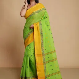 WoodenTant Woven Design Pure Cotton Taant Saree-picture-20