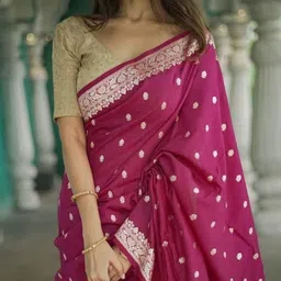 Yanthistore Ethnic Motif Woven Design Zari Saree With Blouse Piece-picture-24