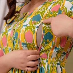 Vorcia Febtex Printed Flared Feeding Ethnic Dresses image 2