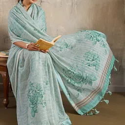 Rekha Maniyar Floral Zari Poly Crepe Saree image 4