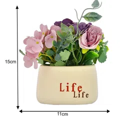 Myntra Elegant Homes Lavender & White Hydrangea Artificial Plant With Pot image 2