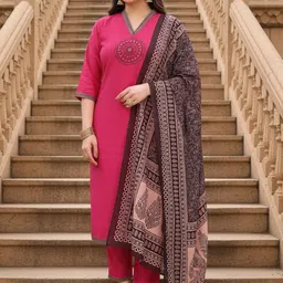 MINGORA Women Ethnic Motifs Regular Kurta with Trousers & With Dupatta-picture-12