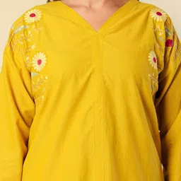 Chandbaali Embroidered Pure Cotton V-Neck Top With Palazzo Co-Ords image 3